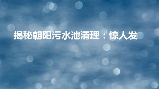 揭秘朝阳污水池清理：惊人发现与令人震惊的真相！